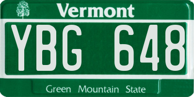 VT license plate YBG648
