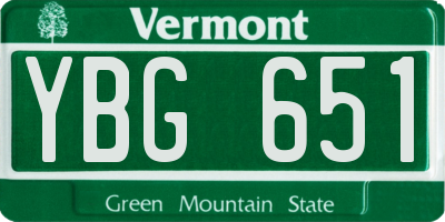 VT license plate YBG651