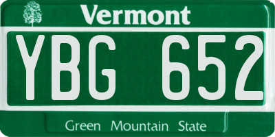 VT license plate YBG652