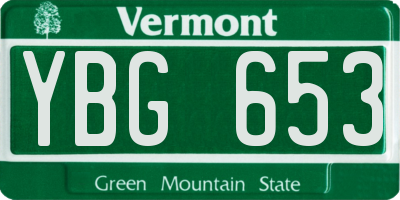 VT license plate YBG653