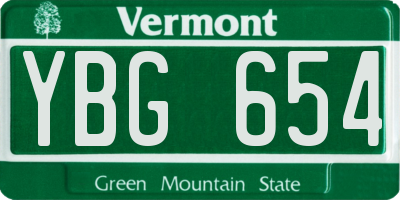 VT license plate YBG654