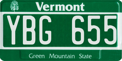 VT license plate YBG655