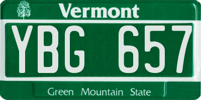 VT license plate YBG657