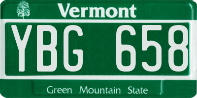 VT license plate YBG658