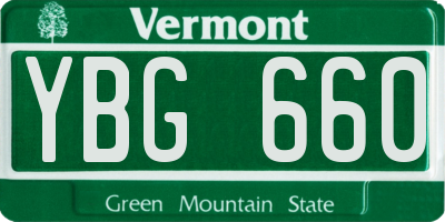 VT license plate YBG660