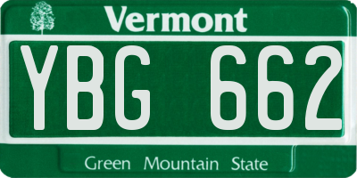 VT license plate YBG662