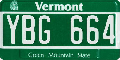 VT license plate YBG664