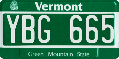 VT license plate YBG665