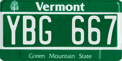 VT license plate YBG667