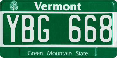 VT license plate YBG668