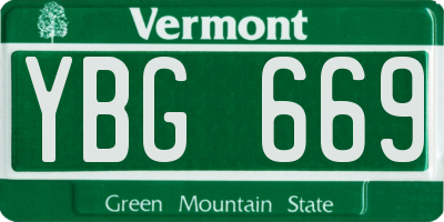 VT license plate YBG669