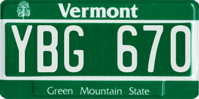 VT license plate YBG670