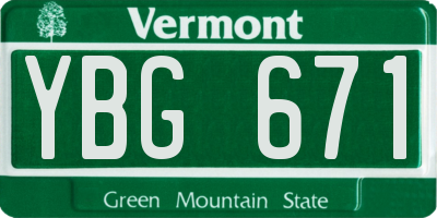 VT license plate YBG671