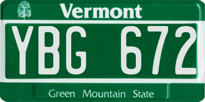 VT license plate YBG672