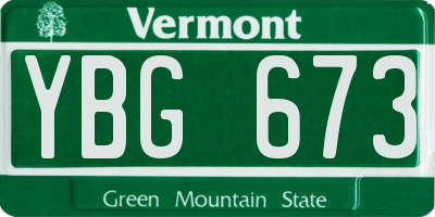 VT license plate YBG673