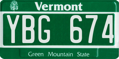 VT license plate YBG674