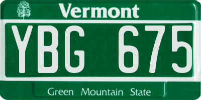 VT license plate YBG675