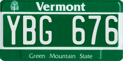VT license plate YBG676