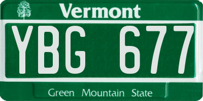 VT license plate YBG677
