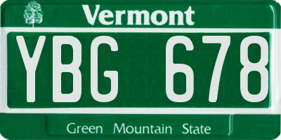 VT license plate YBG678