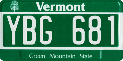 VT license plate YBG681