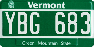VT license plate YBG683