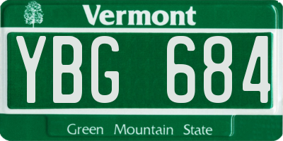 VT license plate YBG684