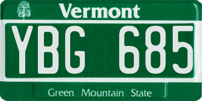 VT license plate YBG685