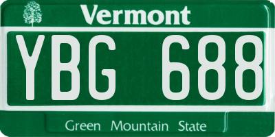 VT license plate YBG688