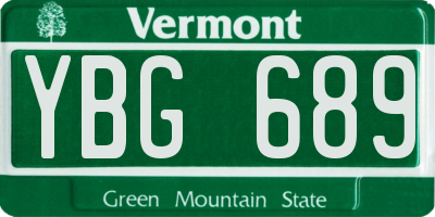 VT license plate YBG689