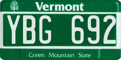 VT license plate YBG692