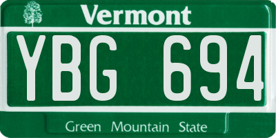 VT license plate YBG694