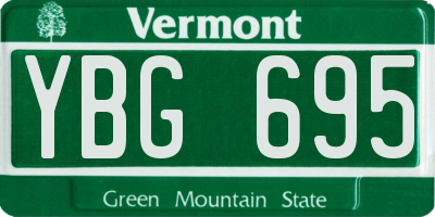 VT license plate YBG695