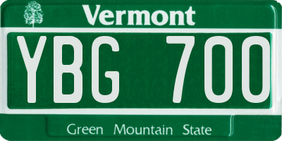 VT license plate YBG700