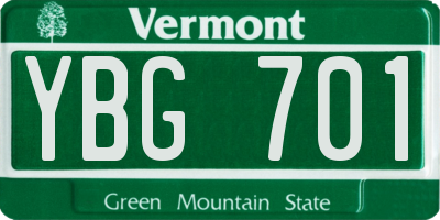 VT license plate YBG701