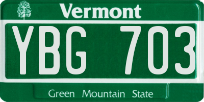 VT license plate YBG703