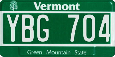 VT license plate YBG704