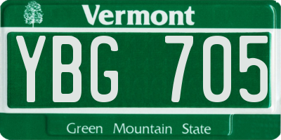 VT license plate YBG705