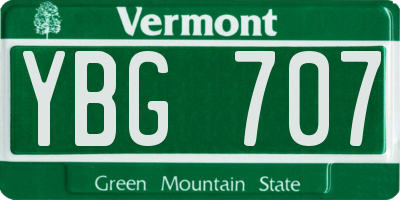 VT license plate YBG707