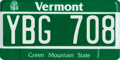 VT license plate YBG708