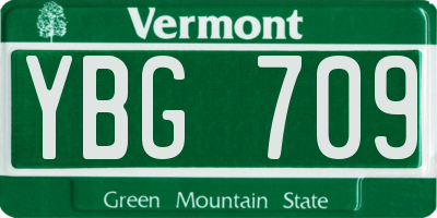 VT license plate YBG709