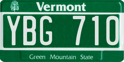 VT license plate YBG710