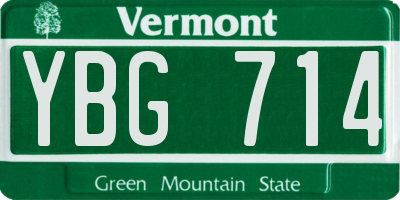 VT license plate YBG714