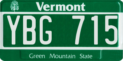 VT license plate YBG715