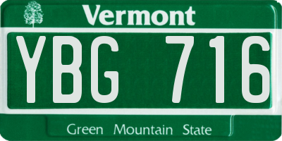 VT license plate YBG716