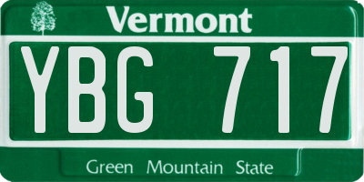 VT license plate YBG717