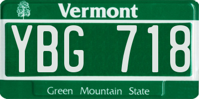 VT license plate YBG718