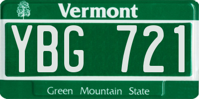 VT license plate YBG721