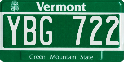VT license plate YBG722