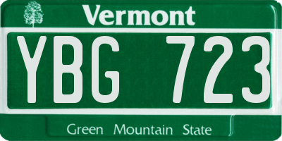 VT license plate YBG723